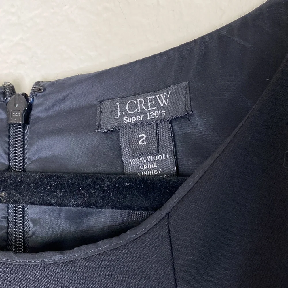 J. Crew dress Sz 2 two women’s black super 120’s black wool lined tank pockets